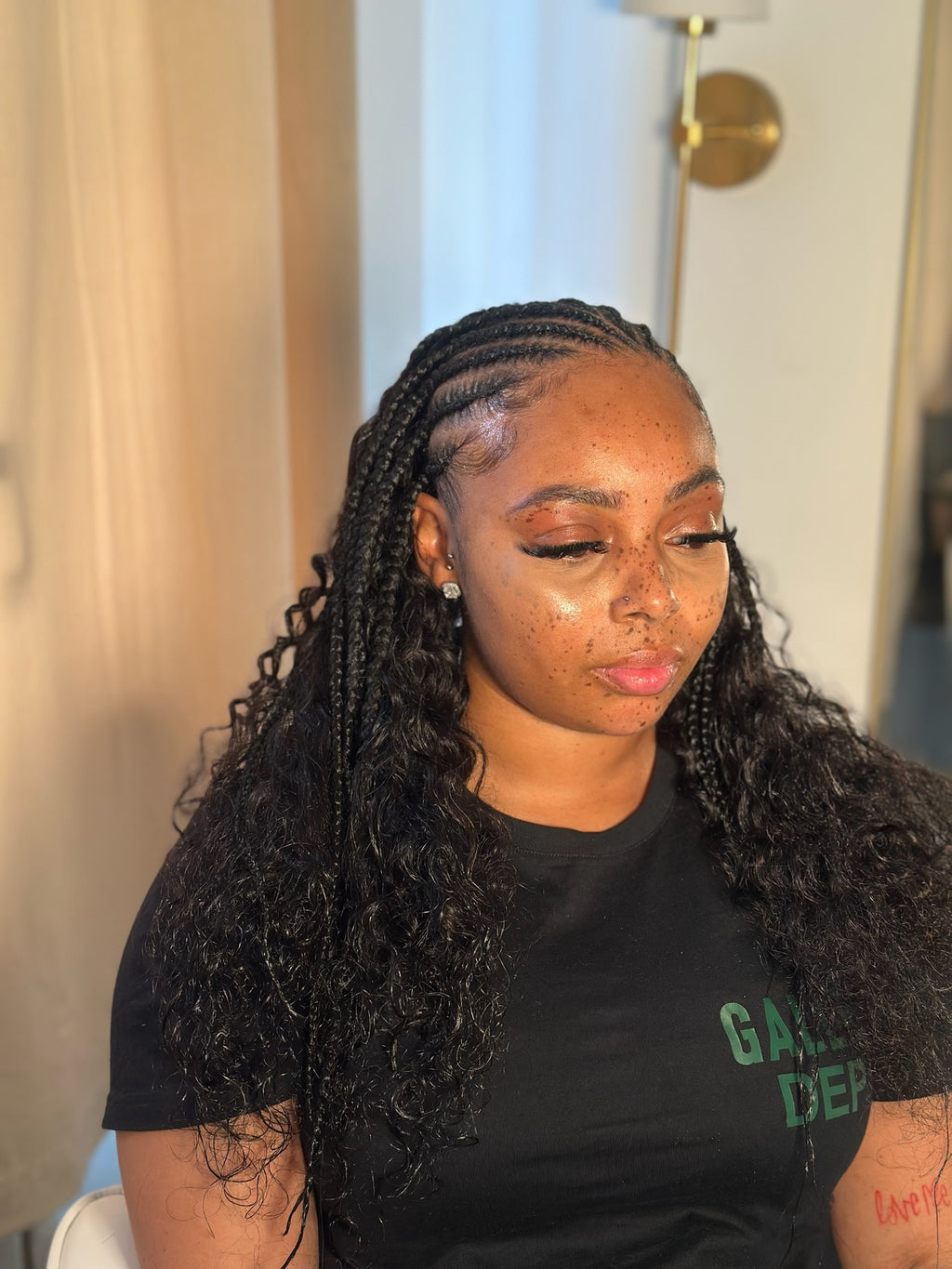 Half Fulani Braids Half Sew In
